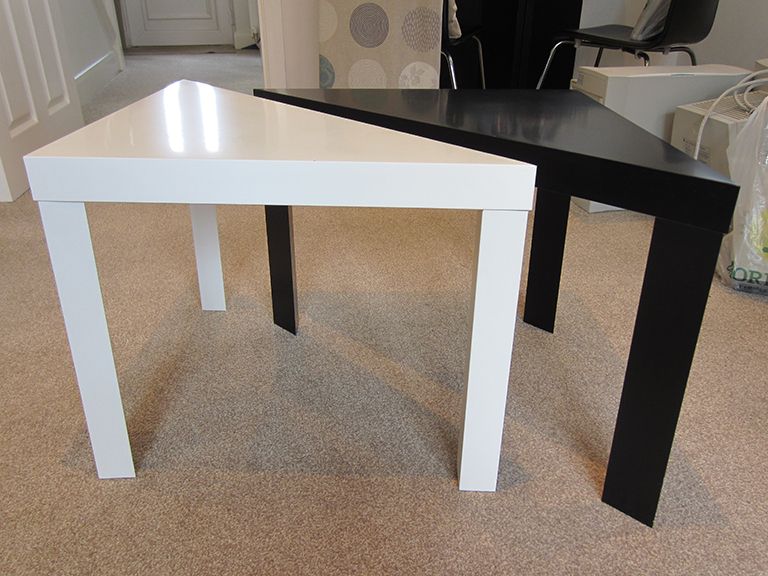 Ikea LACK 2 small Black and white triangle coffee side table/ corner